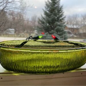 Vintage LTD 1975 Avacado Green Glass Bowl